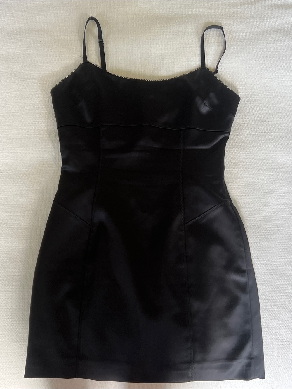 Aritzia Black Satin Mini Slip Dress